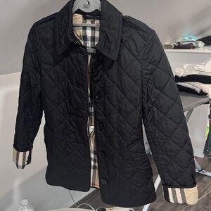Burberry Black Quilted Jacket with Plaid Lining